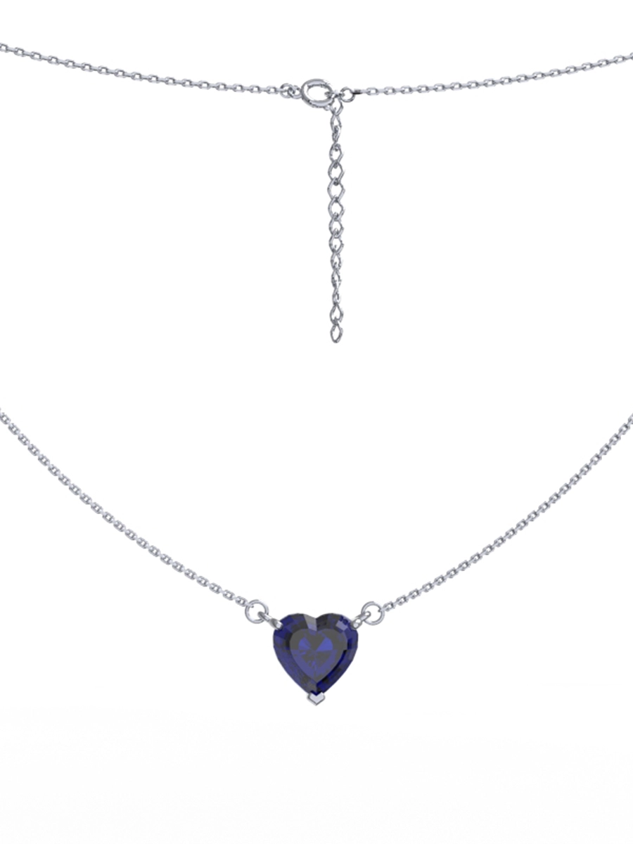 Серебряное колье «Сердце» с синим фианитом | 0320406-03495