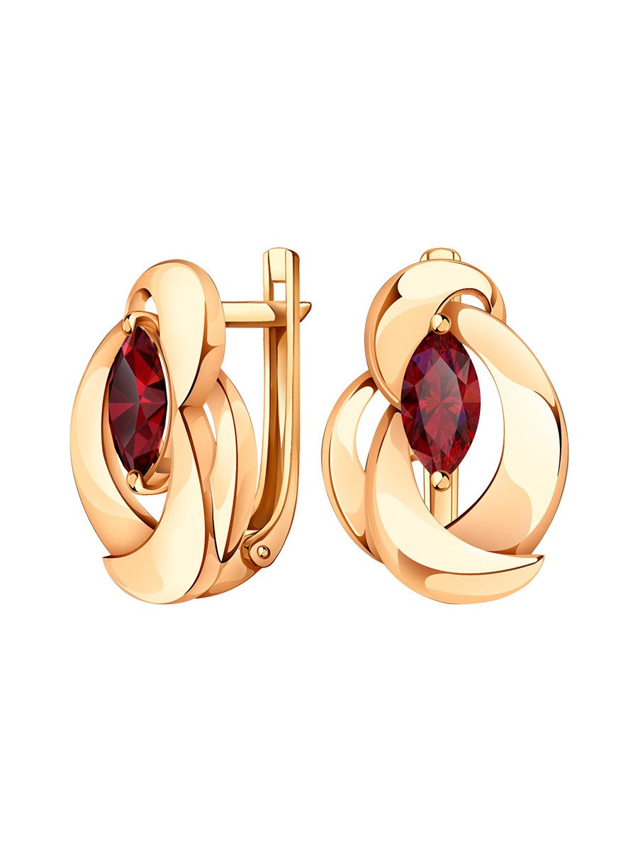 Серьги  из золота 585 с гранатами | 2101393-00290