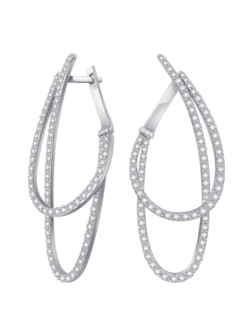 Серьги из белого золота 585 с бриллиантами