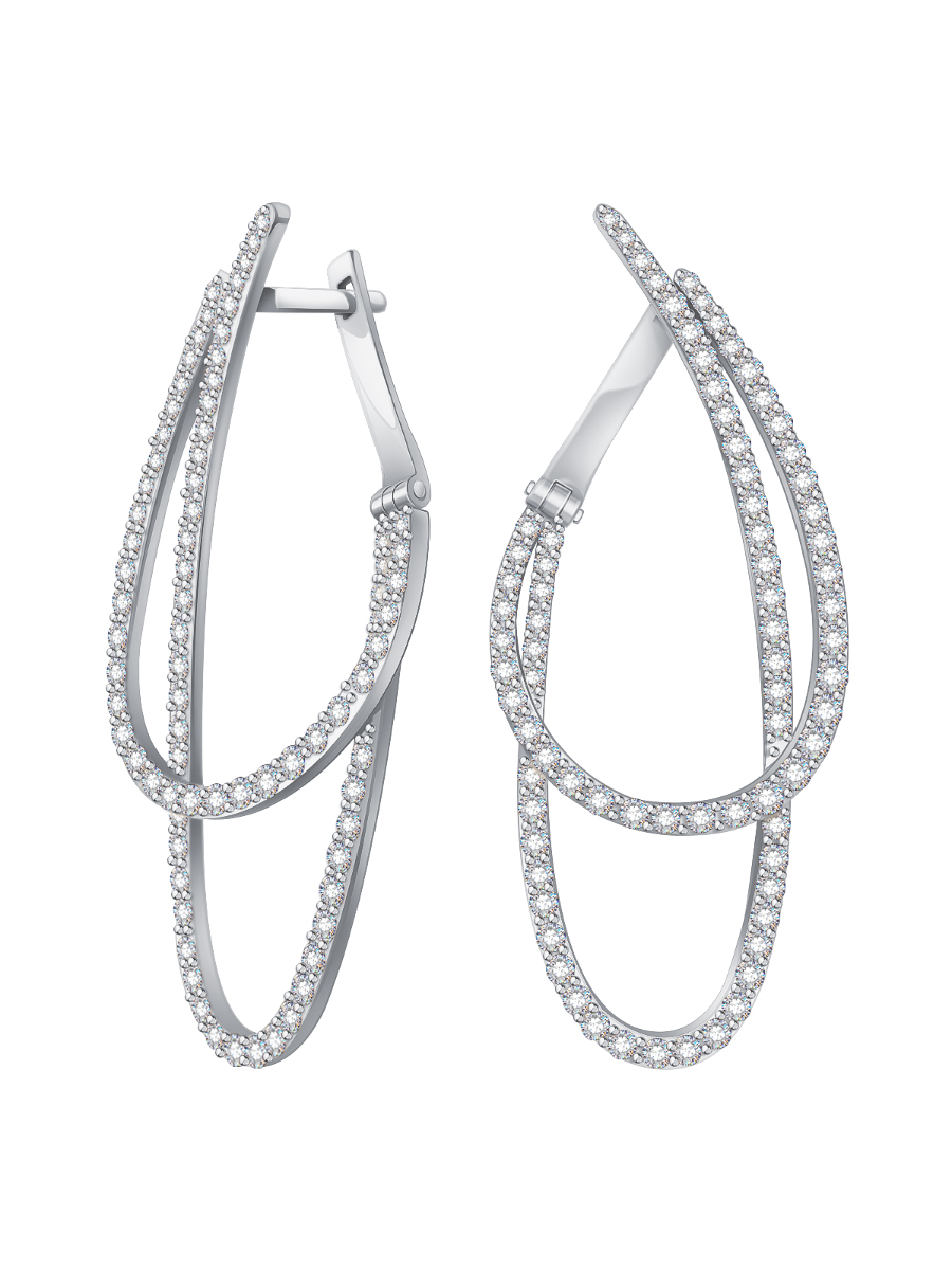 Серьги из белого золота 585 с бриллиантами | 9201498-00002