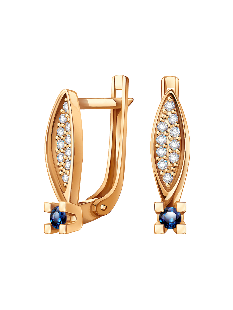 Серьги золотые 585 с сапфирами и бриллиантами  | 2101301-00050