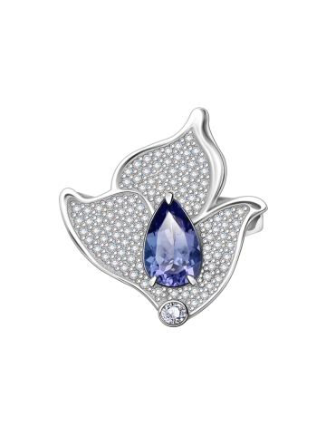 Кольцо из белого золота 585 с танзанитом и бриллиантами