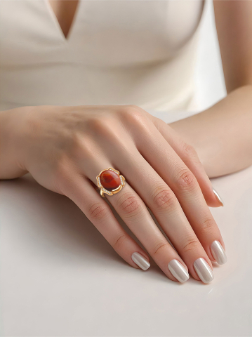 Кольцо золотое 585 с яшмой и бриллиантами