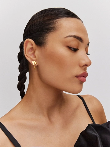 Серьги золотые 585 без камней на английском замке  