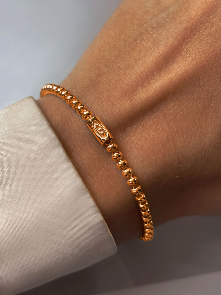 Браслет золотой 585 из шариков 3 мм | 0700842Л00240