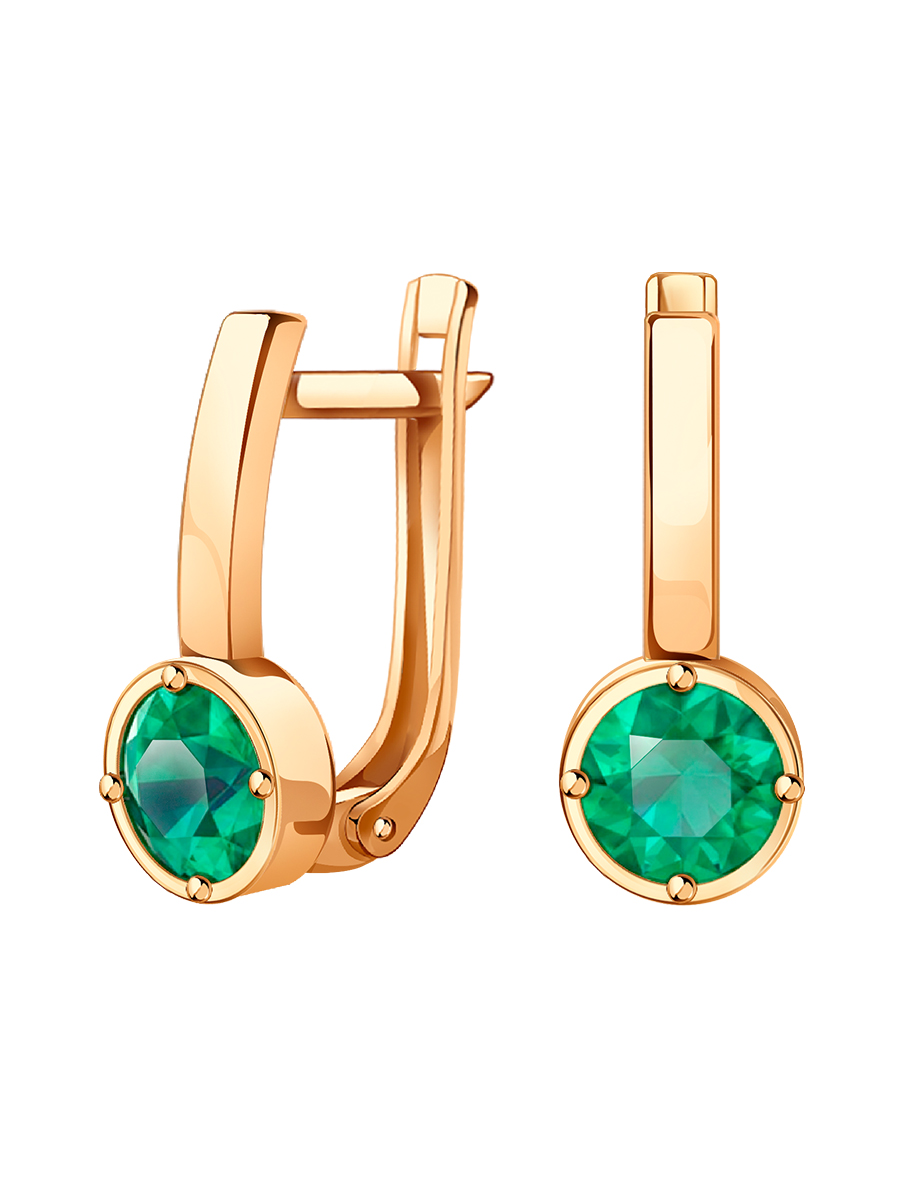 Серьги детские золотые 585 с камнями фианитами | 0201396-03610