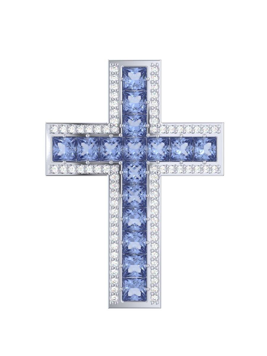 Подвеска крестик серебряный 925 с фианитами  | 0800285-01335