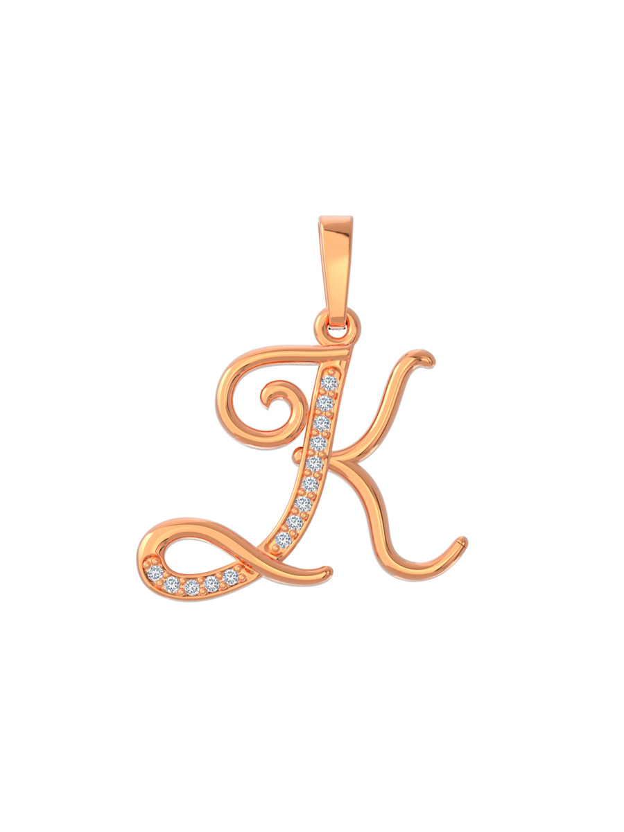 Подвеска буква К золотая 585 с фианитами | 0400828-00770