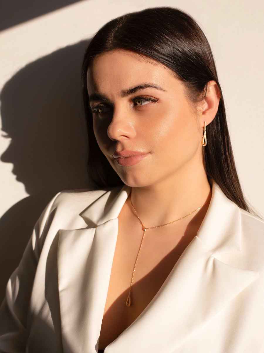 Колье галстук золотое 585 с бриллиантами  | 3121272-02730