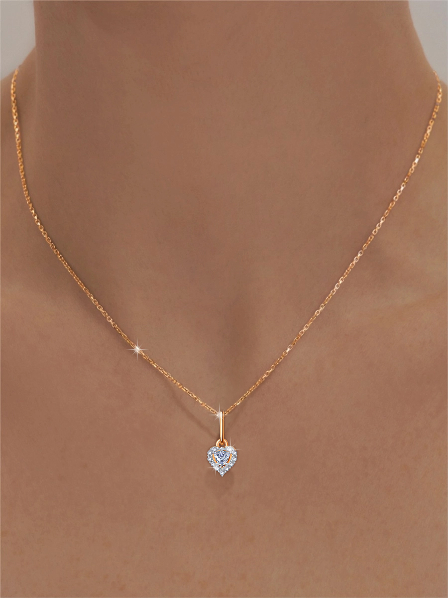 Подвеска сердце золотая 585 с фианитами  | 0400882М00770