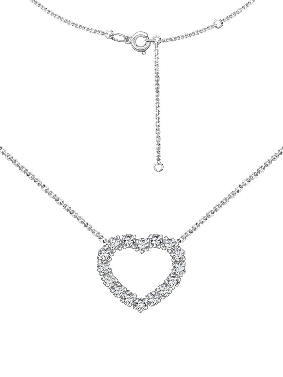 Колье сердце серебряное 925 с фианитами | 0320499-00775