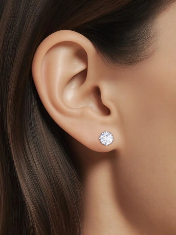 Серьги пусеты серебряные 925 с фианитами