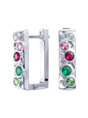 Серьги серебряные 925 с кварцем