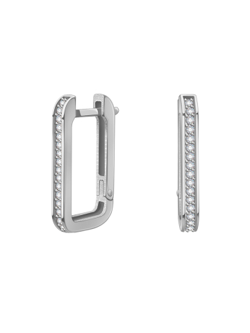 Серьги кольца серебряные 925 дорожки с фианитами 20 мм