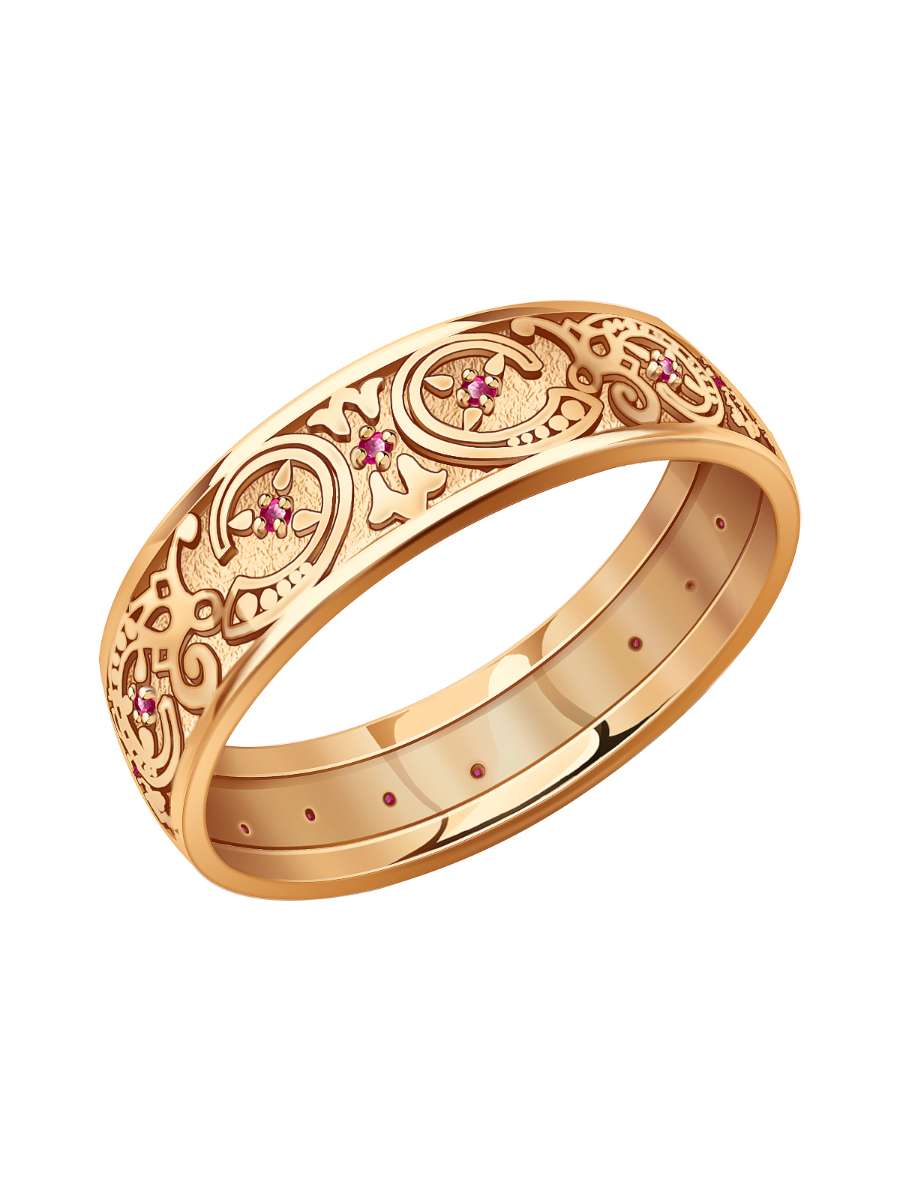 Кольцо золотое 750 с рубинами  | 9101516-00033