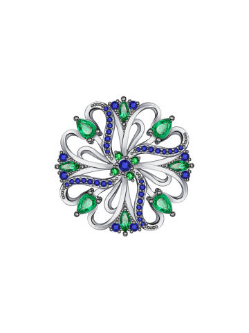 Брошь цветок из серебра 925 с фианитами
