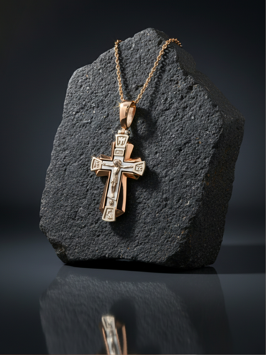 Крест мужской православный золотой 585 нательный  | 0800242-00246