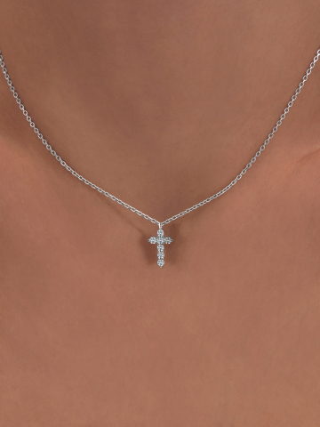 Колье серебряное 925 крестик с фианитами