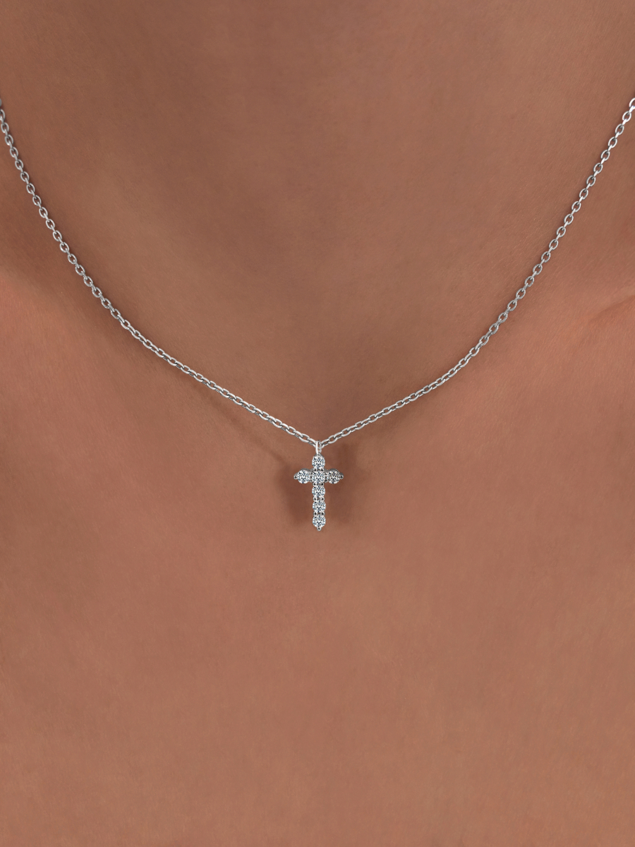 Колье крестик серебряное 925 с фианитами | 0320580-00775