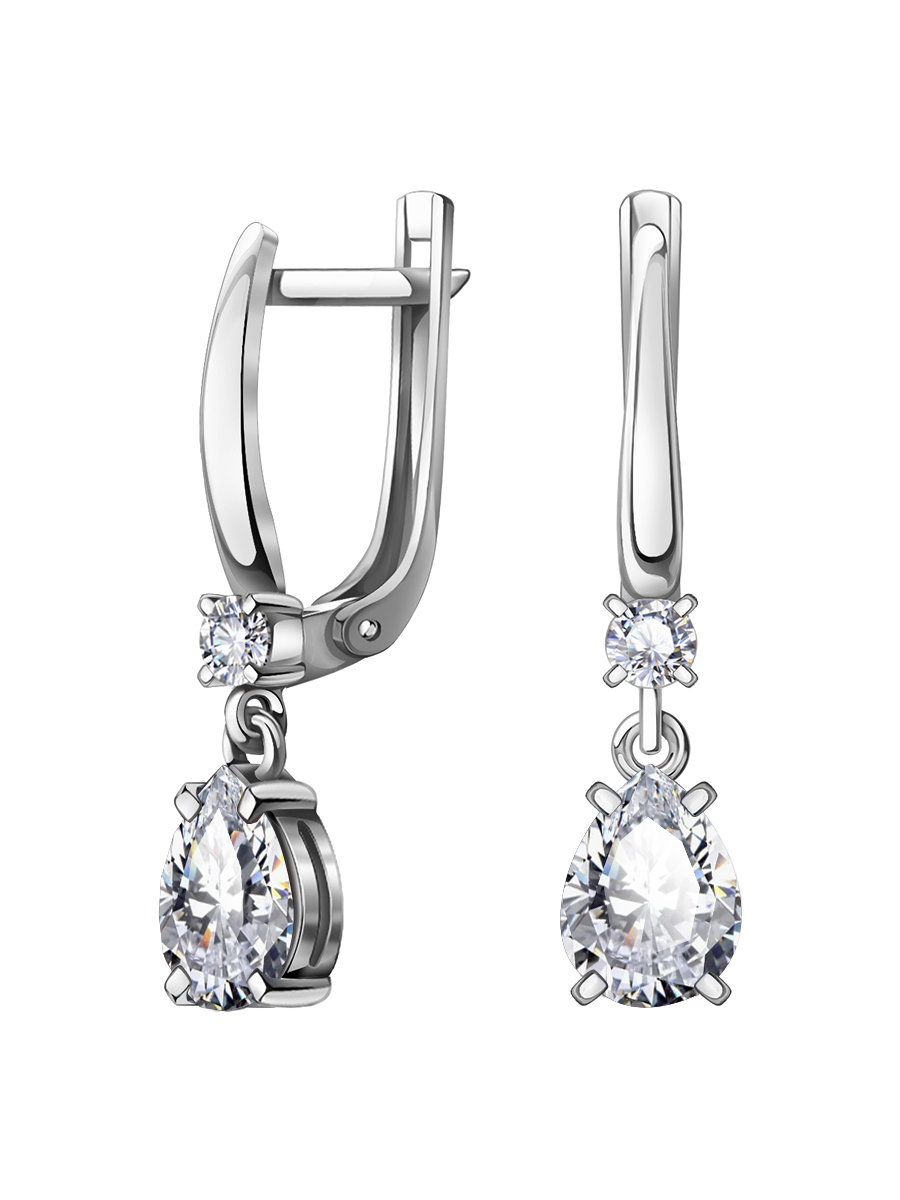 Серьги капли из серебра 925 с камнями фианитами | 2101174-00775