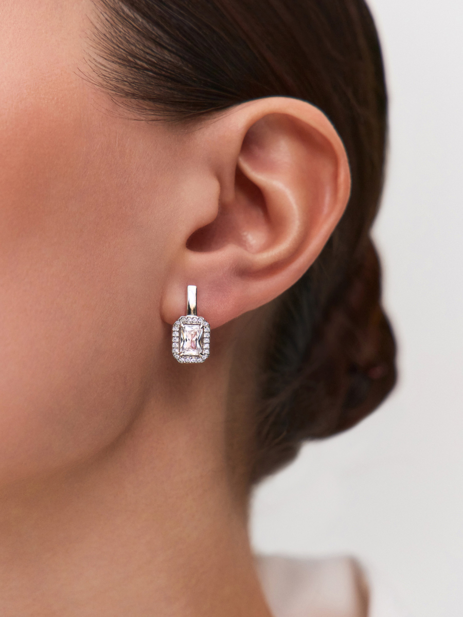 Серьги серебряные 925 женские с камнями фианитами  | 0202229-00775