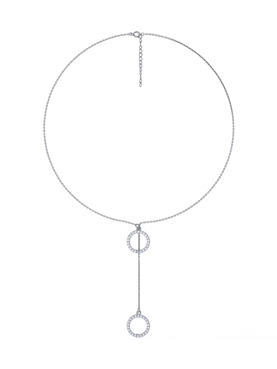 Колье галстук из серебра 925 с фианитами | 0320296-10775