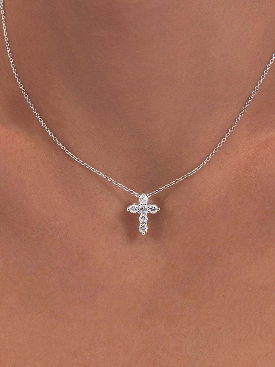 Колье крест из серебра 925 с камнями фианитами | 0320585-00775