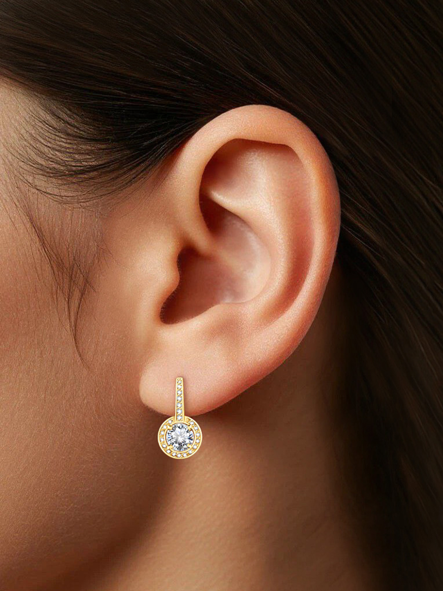 Серьги золотые 585 с камнями фианитами  | 2100187-00771