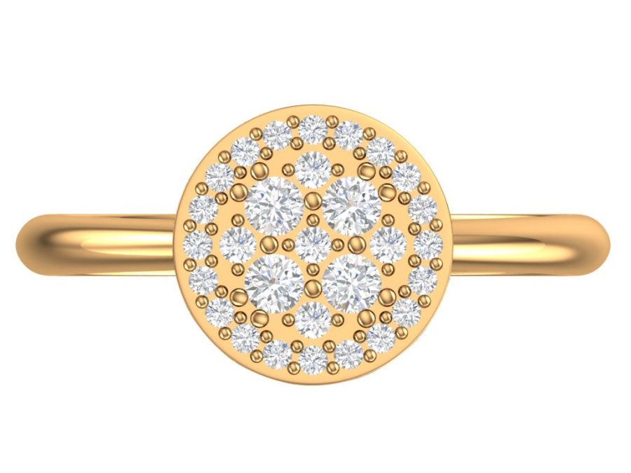 Золотое кольцо с бесцветными фианитами | 1101157-00770