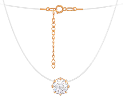 Колье на леске золотое 585 чокер с фианитом 