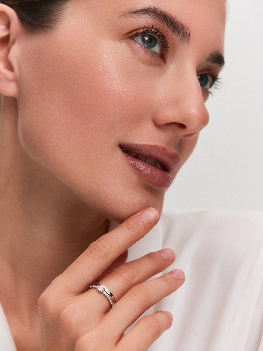 Кольцо серебряное 925 с фианитами  | 0101832-00775