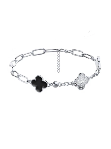 Браслет серебряный женский на руку 925 клевер без камней