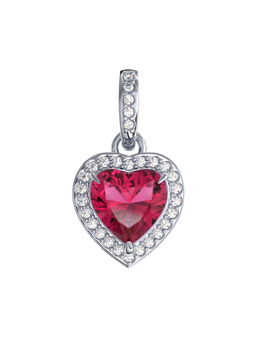 Подвеска сердце из серебра 925 с кварцем и фианитами | 4101666-04035