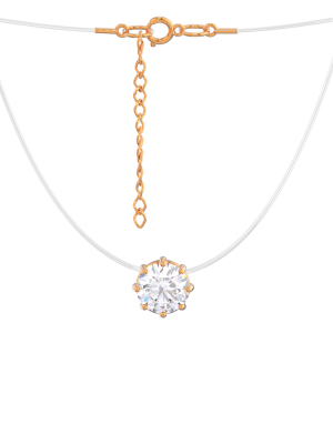 Колье на леске золотое 585 чокер с фианитом 