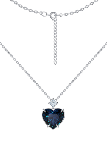 Колье из белого золота 585 с турмалином муассанитом и бриллиантами 