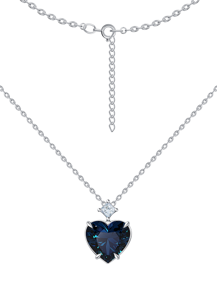 Колье из белого золота 585 с турмалином муассанитом и бриллиантами  | 3121794М01772