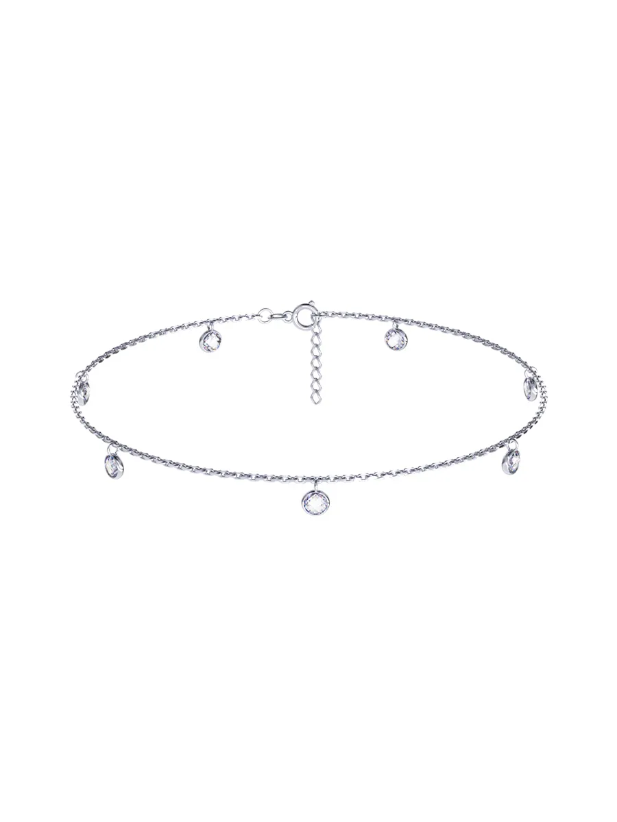 Браслет серебряный женский 925 цепочка с камнями фианитами | 0710777-00775