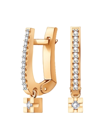 Серьги золотые 585 с бриллиантами 