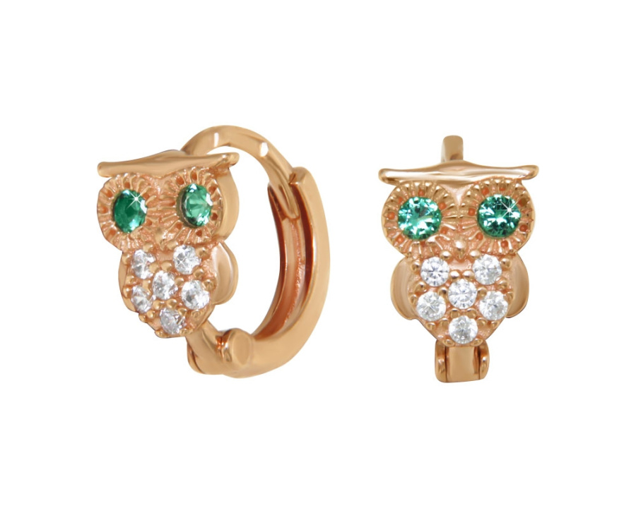Серьги детские совы из золота 585 | 0201033-00450
