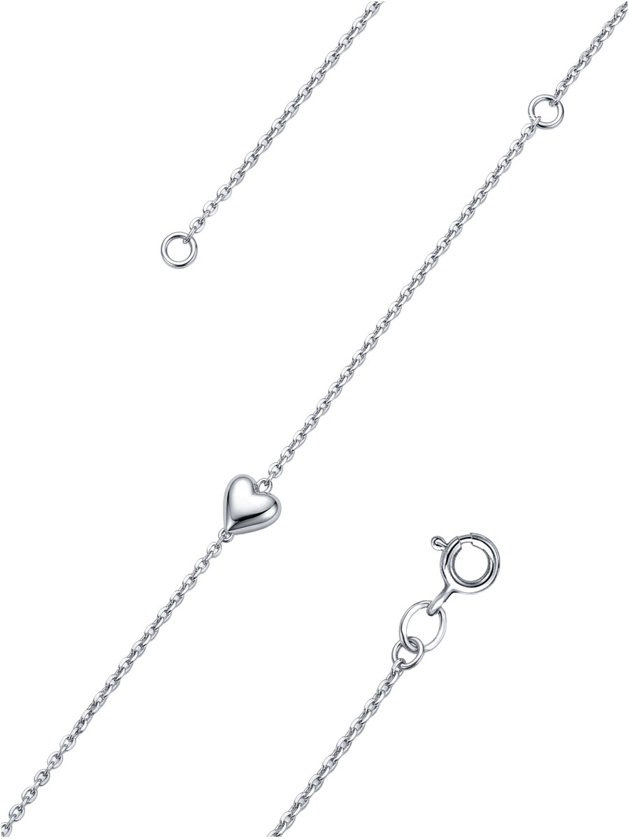 Браслет серебряный 925 сердце  | 0720874Л00245