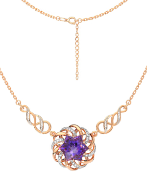 Колье золотое 585 с аметистом и бриллиантами 