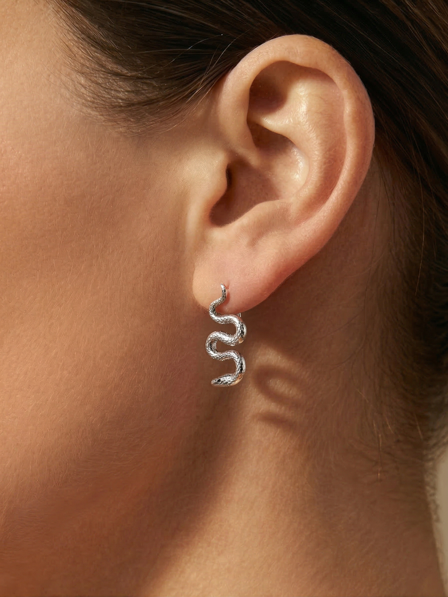 Серьги змеи серебряные 925  | 0202254-00205