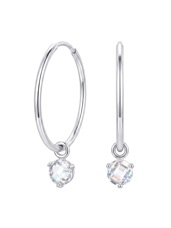 Серьги кольца серебряные 925 с фианитами