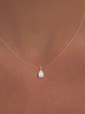 Колье на леске золотое 585 с камнем фианитом