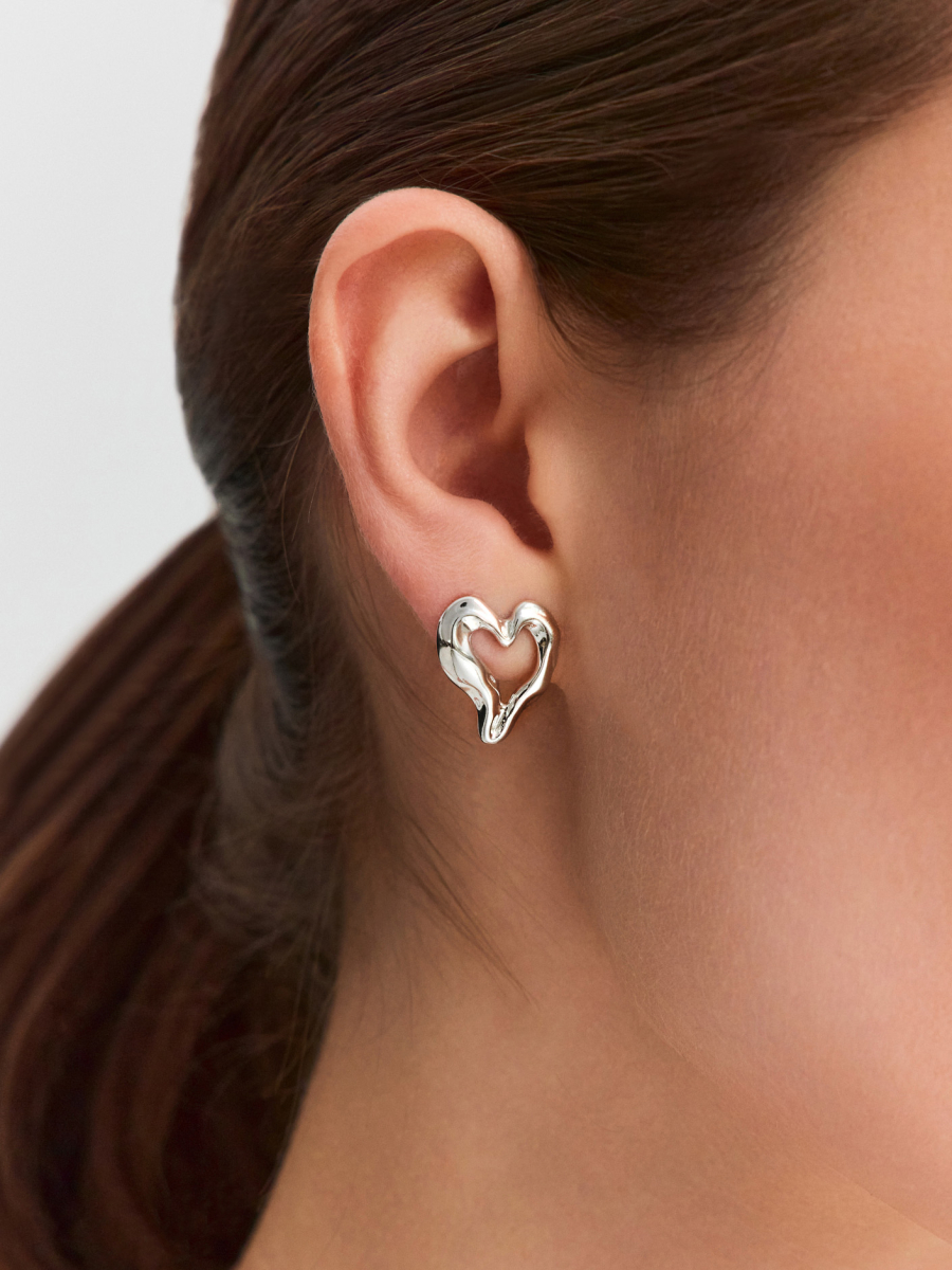 Серьги сердца из серебра 925 без камней | 0202198-00245