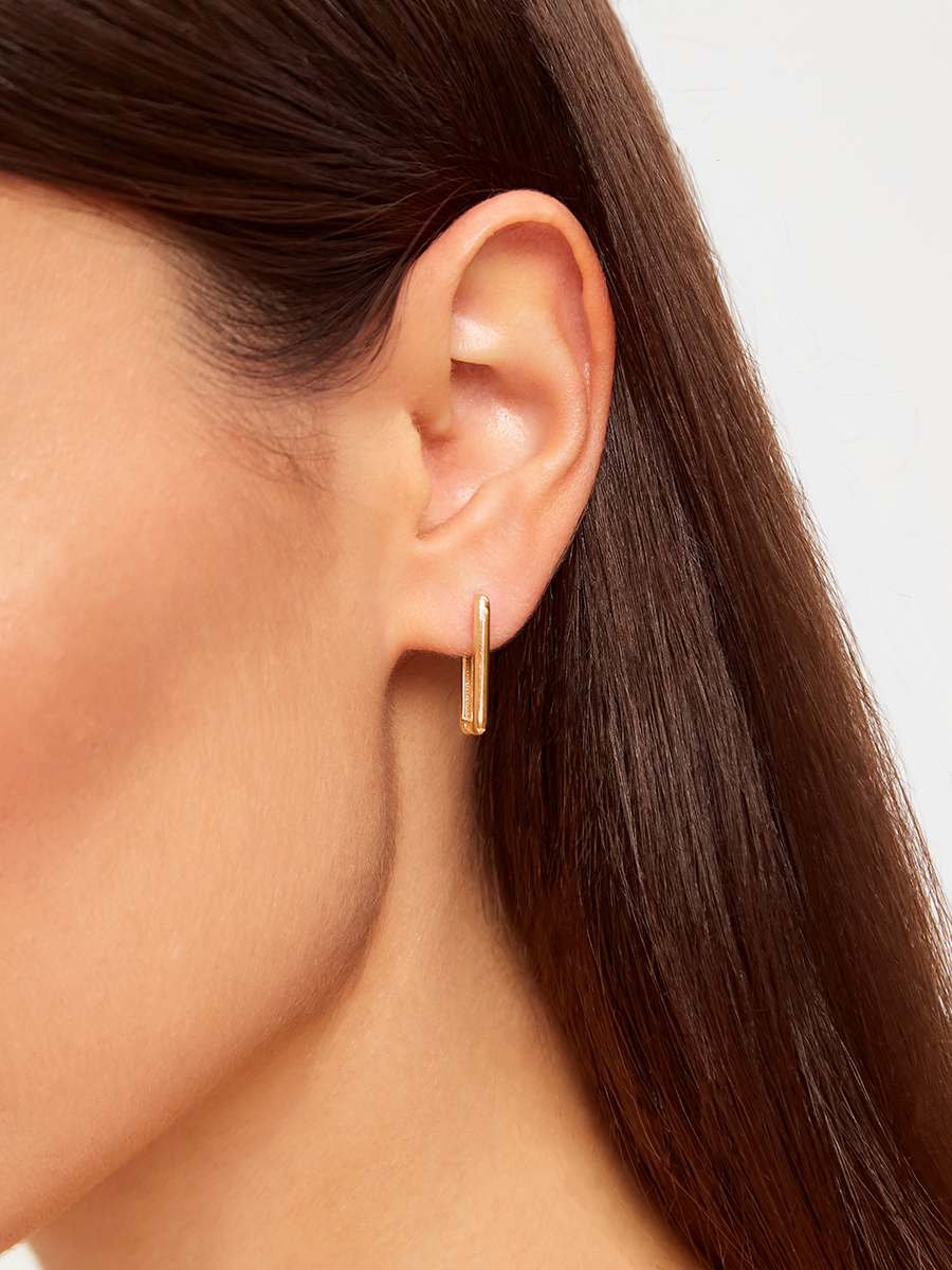 Серьги квадратные золотые 585 без камней 18 мм | 0201630-00240