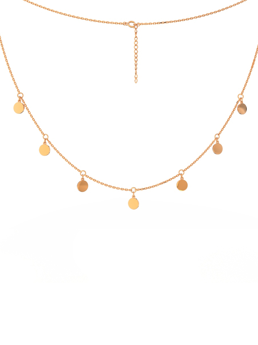 Колье золотое 585 чокер цепочка с круглыми подвесками    | 0320381-00240