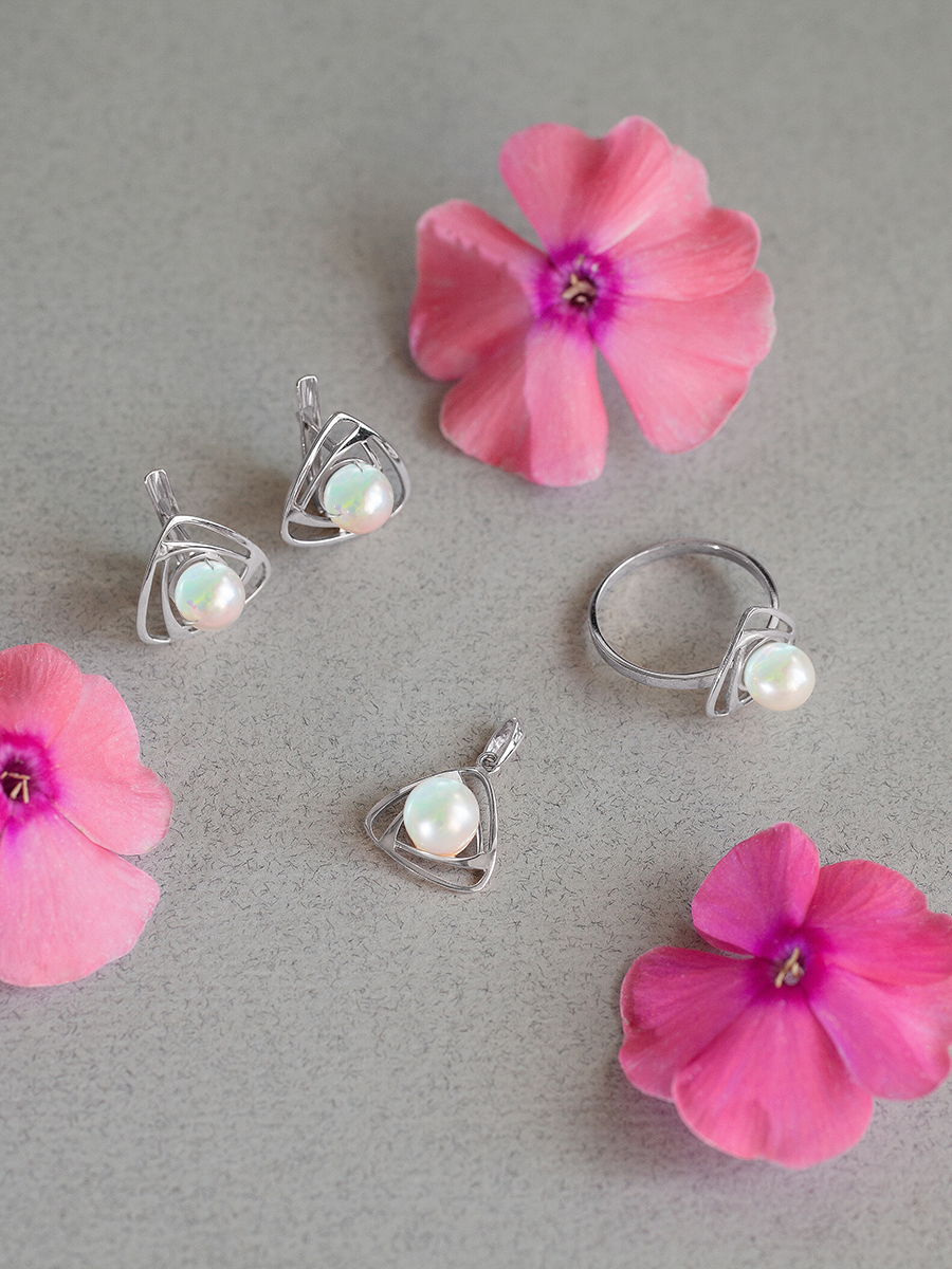 Серьги из белого золота 585 с опалами  | 2100914-05702