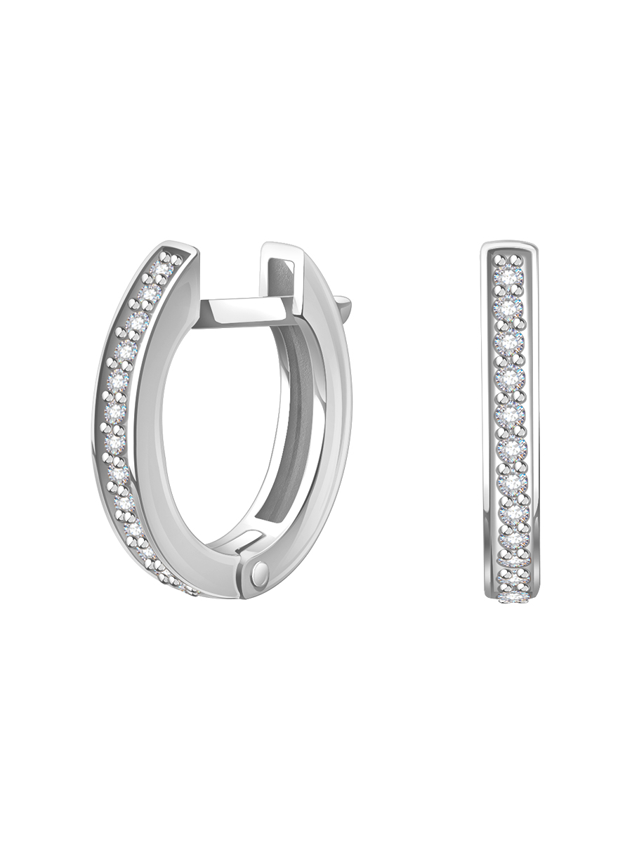 Серьги кольца из серебра 925 с камнями фианитами | 0202189-00775