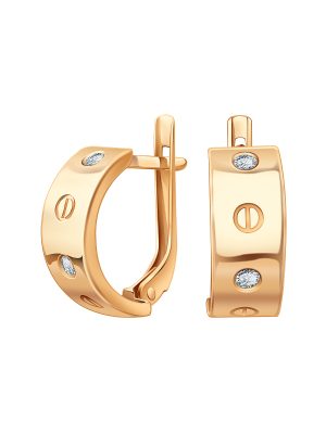 Серьги золотые 585 с фианитами 